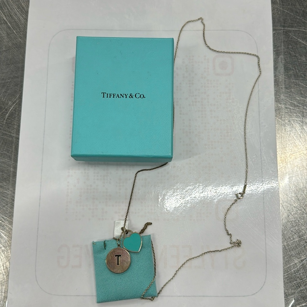 Tiffany & Co Sterling Silver 15.5” Silver “T” Heart Necklace